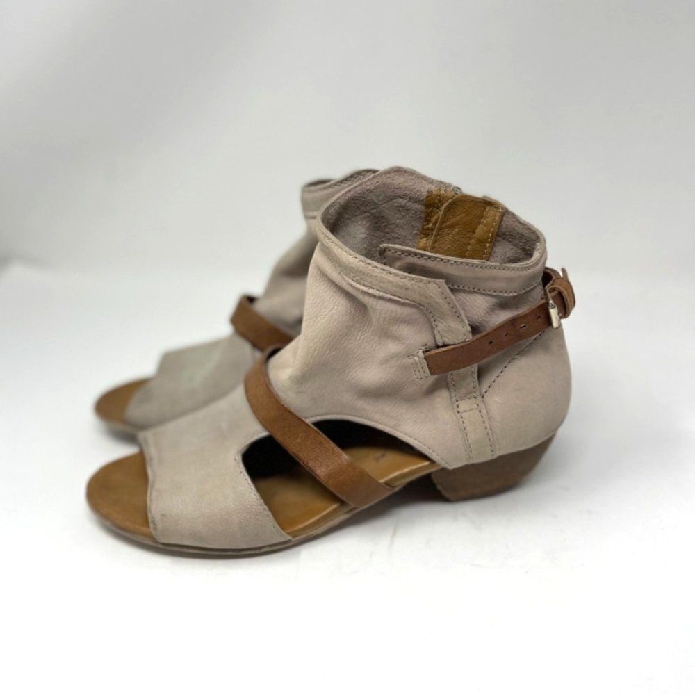 Miz Mooz carter ankle booties US9 EU40 BoxU Bone leather Peep toe - Picture 4 of 8